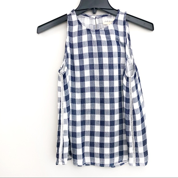 cloth & stone Tops - Cloth and Stone Plaid Ladder Lace Sleeveless Tank